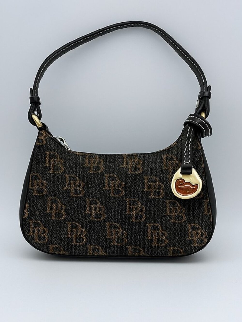 Dooney & Bourke Mini Shoulder Bag – Brown DB Logo Canvas Purse